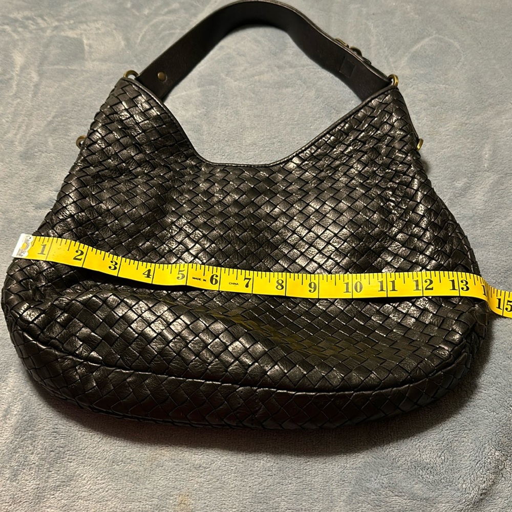 Soft leather woven small shoulder bag